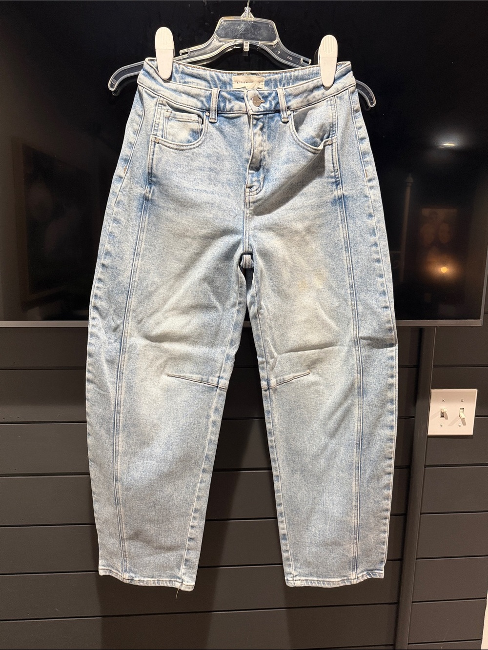 Light Blue Boyfriend Jeans with Front Seam Detail